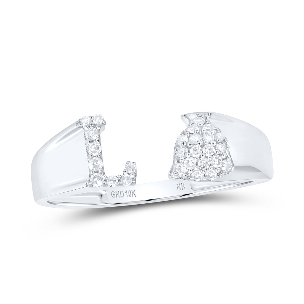 10kt Yellow Or White Gold Natural Diamond Initial Ladies Wedding Engagement Anniversary Ring