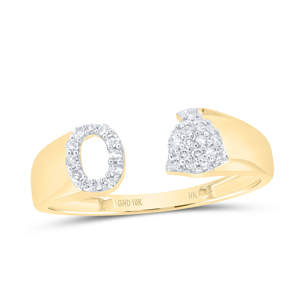 10kt Yellow Or White Gold Natural Diamond Initial Ladies Wedding Engagement Anniversary Ring