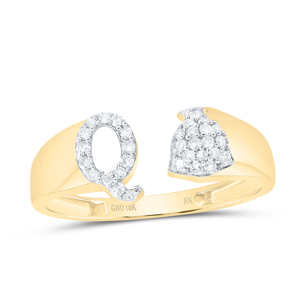 10kt Yellow Or White Gold Natural Diamond Initial Ladies Wedding Engagement Anniversary Ring