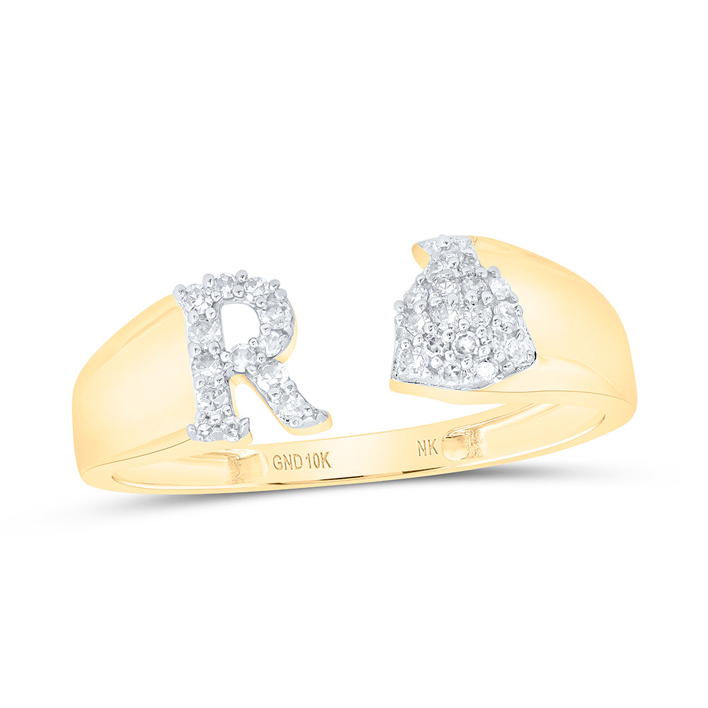 10kt Yellow Or White Gold Natural Diamond Initial Ladies Wedding Engagement Anniversary Ring