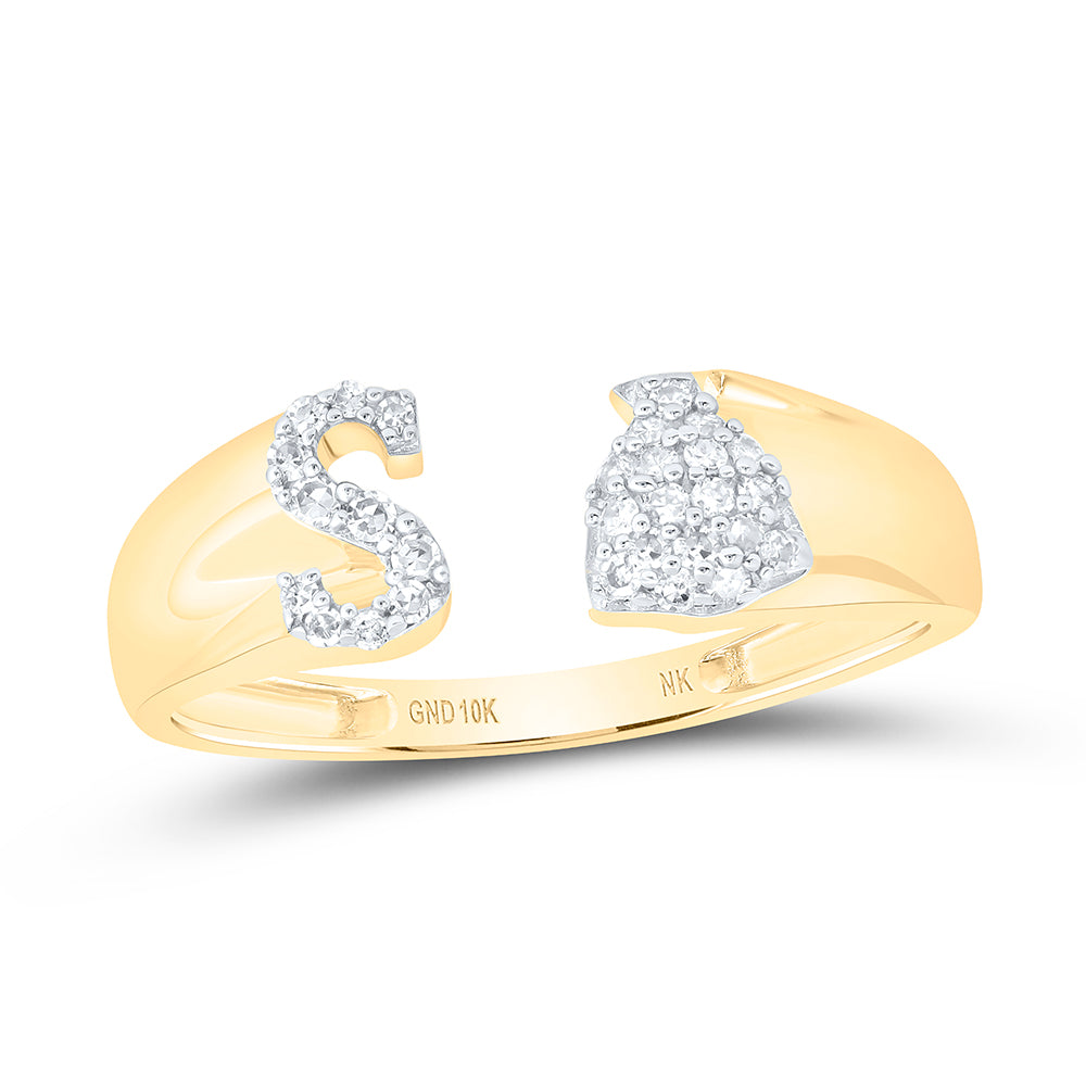 10kt Yellow Or White Gold Natural Diamond Initial Ladies Wedding Engagement Anniversary Ring