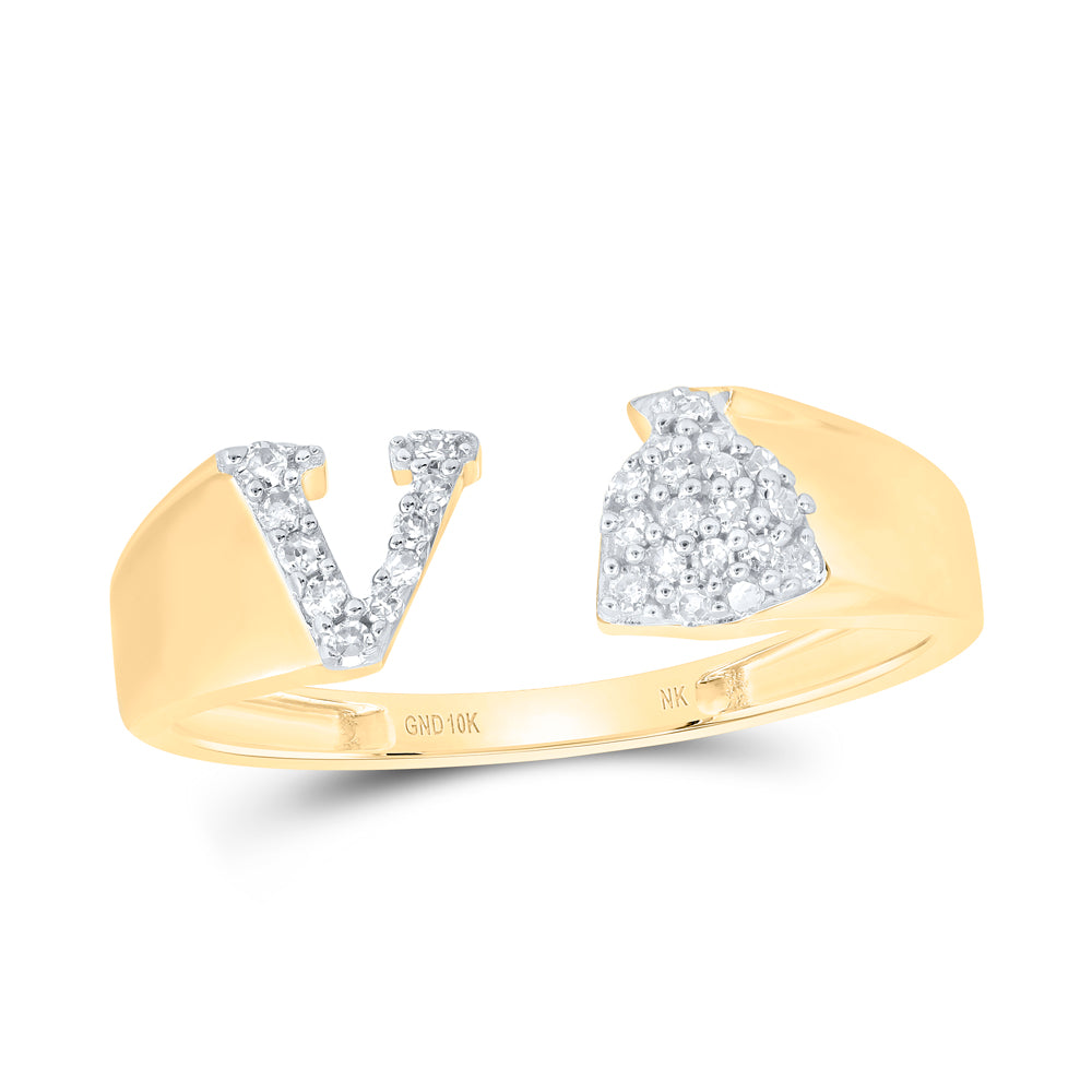 10kt Yellow Or White Gold Natural Diamond Initial Ladies Wedding Engagement Anniversary Ring