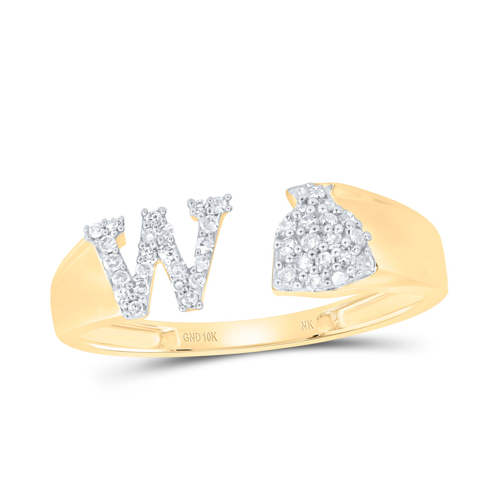 10kt Yellow Or White Gold Natural Diamond Initial Ladies Wedding Engagement Anniversary Ring