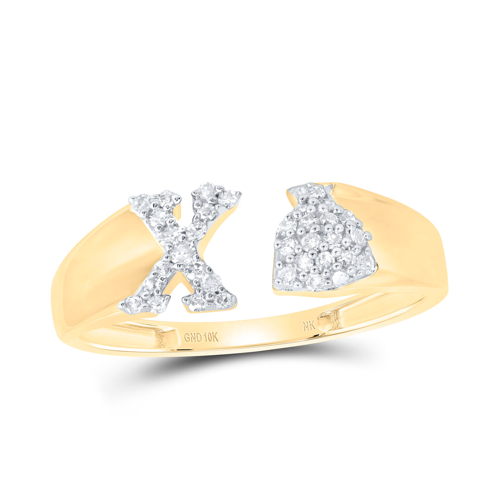 10kt Yellow Or White Gold Natural Diamond Initial Ladies Wedding Engagement Anniversary Ring