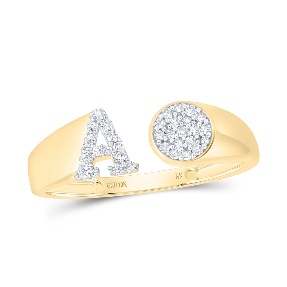 10kt Yellow Or White Gold Natural Diamond Initial Round Ladies Wedding Engagement Anniversary Ring