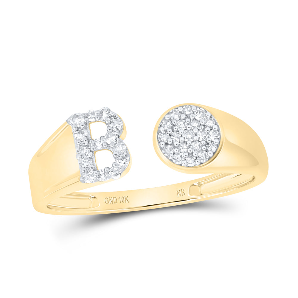 10kt Yellow Or White Gold Natural Diamond Initial Round Ladies Wedding Engagement Anniversary Ring