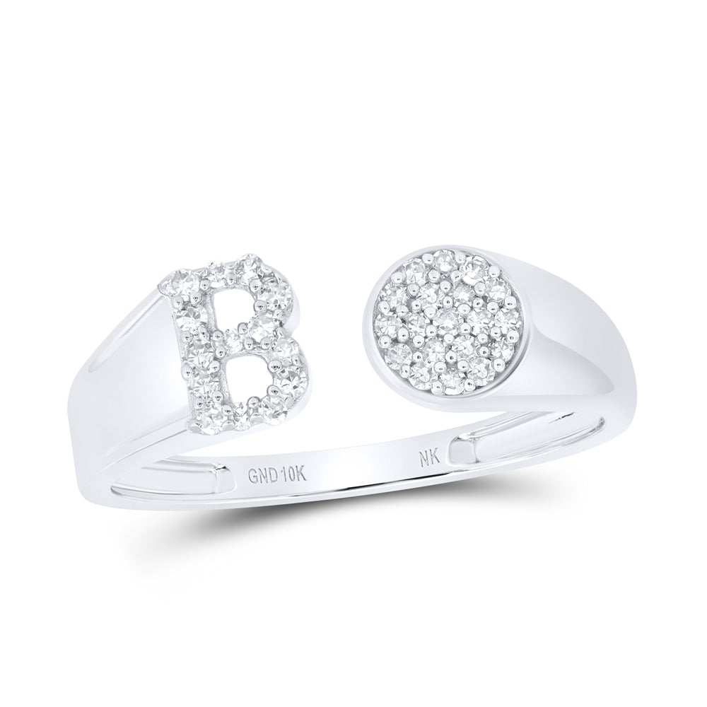 10kt Yellow Or White Gold Natural Diamond Initial Round Ladies Wedding Engagement Anniversary Ring