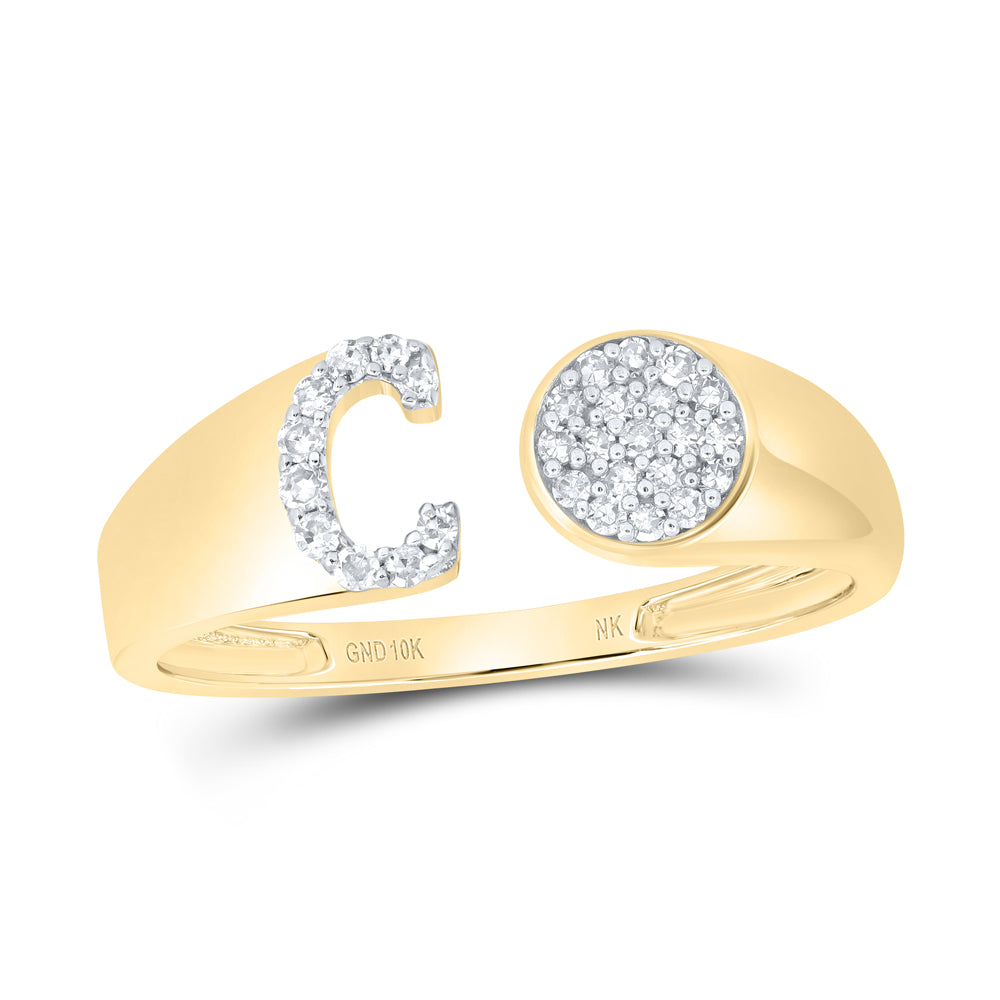 10kt Yellow Or White Gold Natural Diamond Initial Round Ladies Wedding Engagement Anniversary Ring