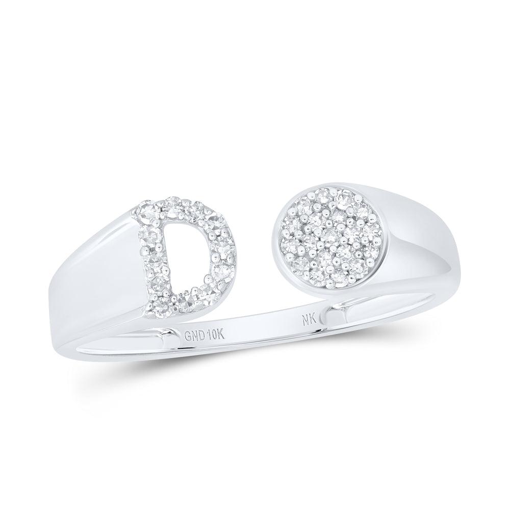 10kt Yellow Or White Gold Natural Diamond Initial Round Ladies Wedding Engagement Anniversary Ring