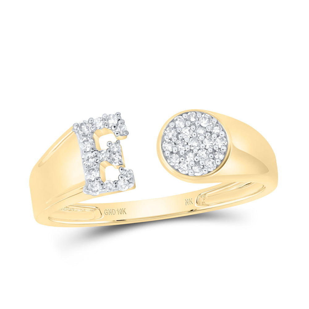 10kt Yellow Or White Gold Natural Diamond Initial Round Ladies Wedding Engagement Anniversary Ring