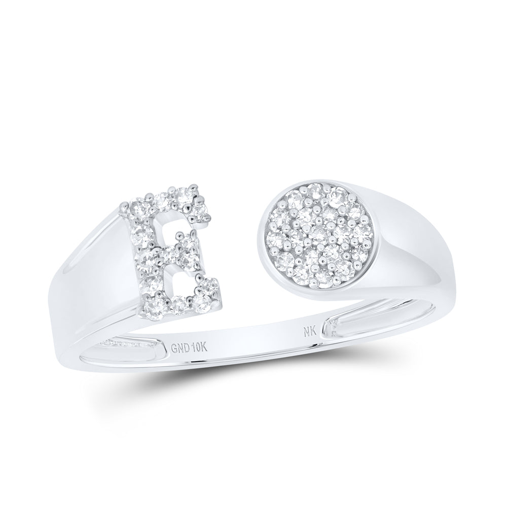 10kt Yellow Or White Gold Natural Diamond Initial Round Ladies Wedding Engagement Anniversary Ring