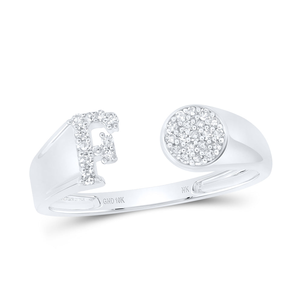 10kt Yellow Or White Gold Natural Diamond Initial Round Ladies Wedding Engagement Anniversary Ring