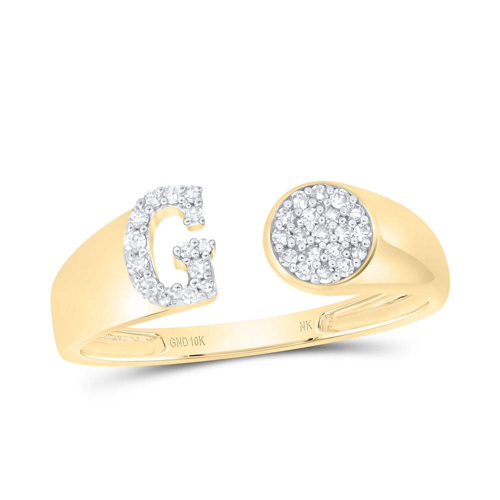 10kt Yellow Or White Gold Natural Diamond Initial Round Ladies Wedding Engagement Anniversary Ring