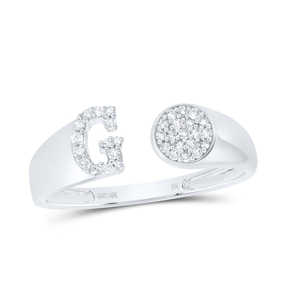 10kt Yellow Or White Gold Natural Diamond Initial Round Ladies Wedding Engagement Anniversary Ring