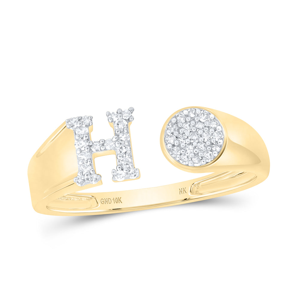 10kt Yellow Or White Gold Natural Diamond Initial Round Ladies Wedding Engagement Anniversary Ring