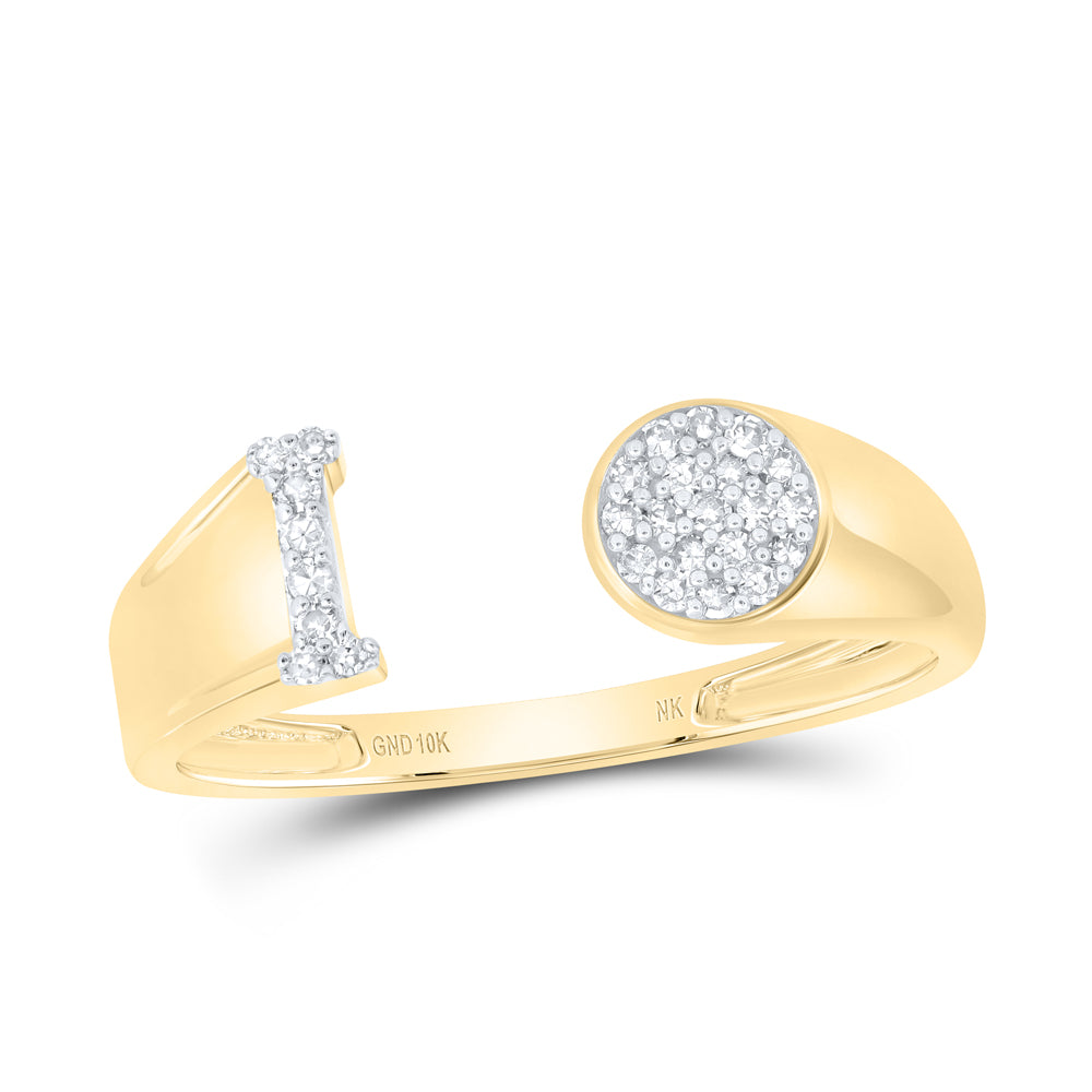 10kt Yellow Or White Gold Natural Diamond Initial Round Ladies Wedding Engagement Anniversary Ring