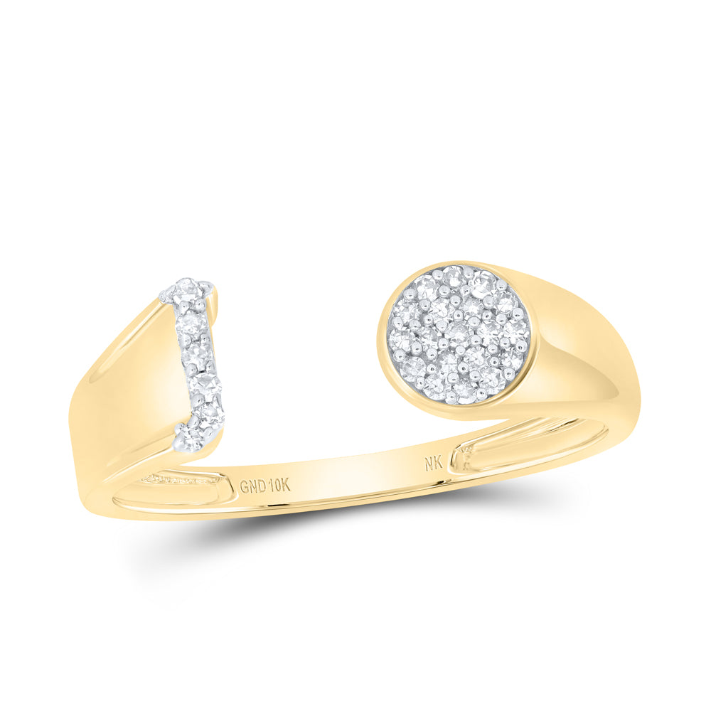10kt Yellow Or White Gold Natural Diamond Initial Round Ladies Wedding Engagement Anniversary Ring
