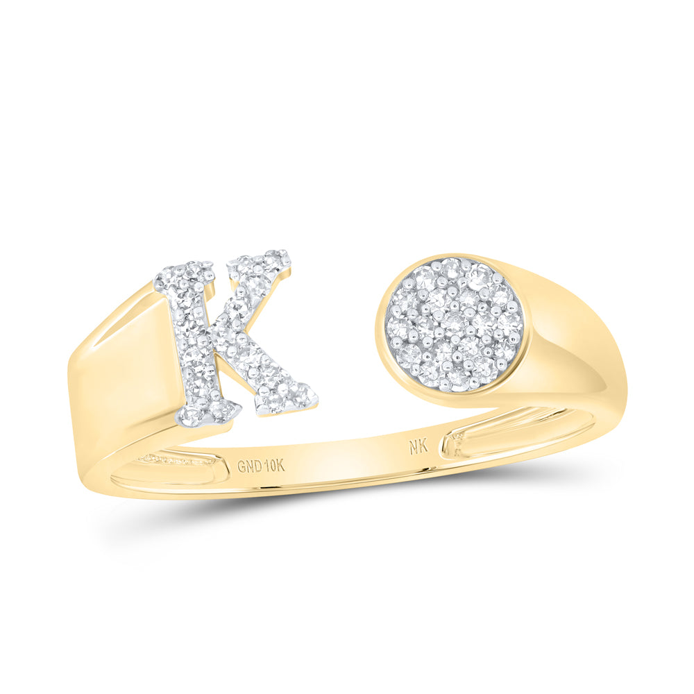 10kt Yellow Or White Gold Natural Diamond Initial Round Ladies Wedding Engagement Anniversary Ring