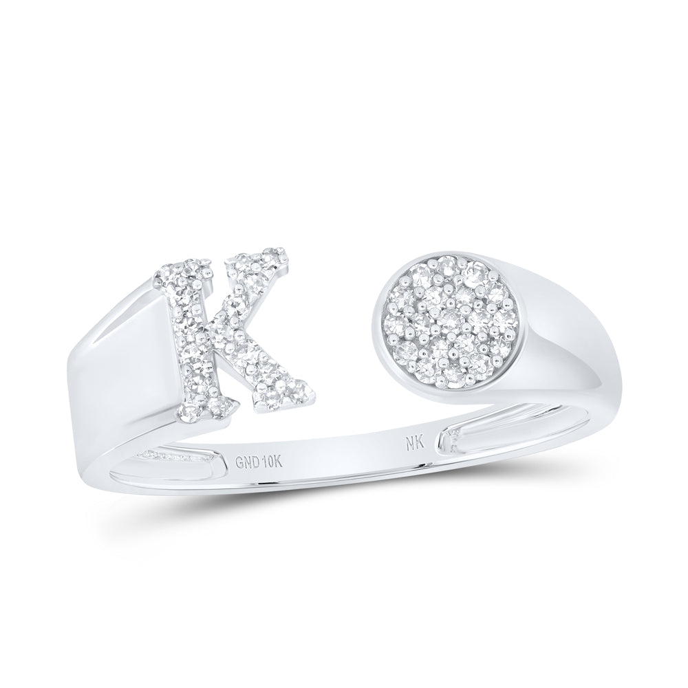 10kt Yellow Or White Gold Natural Diamond Initial Round Ladies Wedding Engagement Anniversary Ring