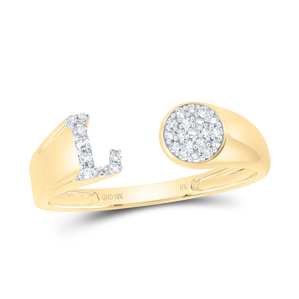 10kt Yellow Or White Gold Natural Diamond Initial Round Ladies Wedding Engagement Anniversary Ring