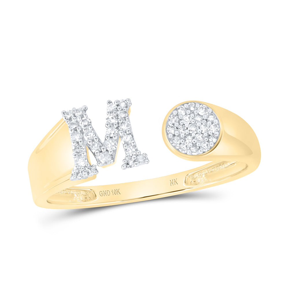 10kt Yellow Or White Gold Natural Diamond Initial Round Ladies Wedding Engagement Anniversary Ring