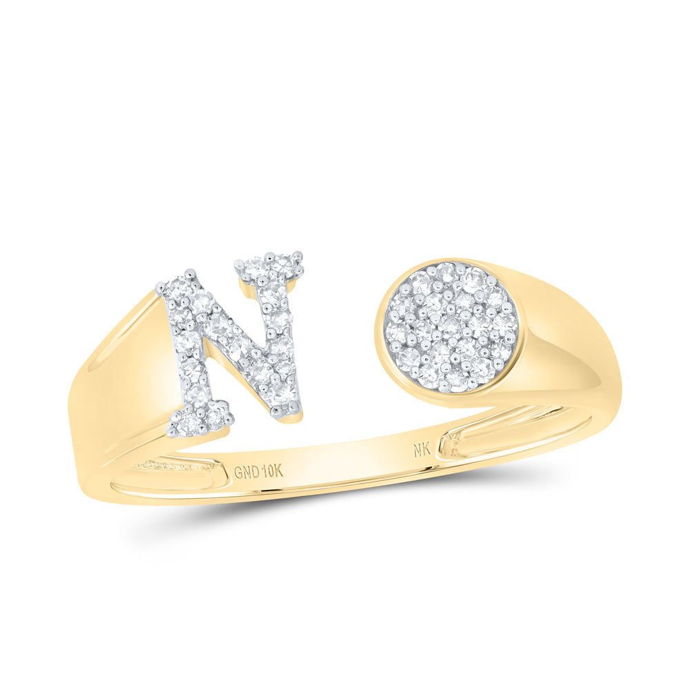 10kt Yellow Or White Gold Natural Diamond Initial Round Ladies Wedding Engagement Anniversary Ring