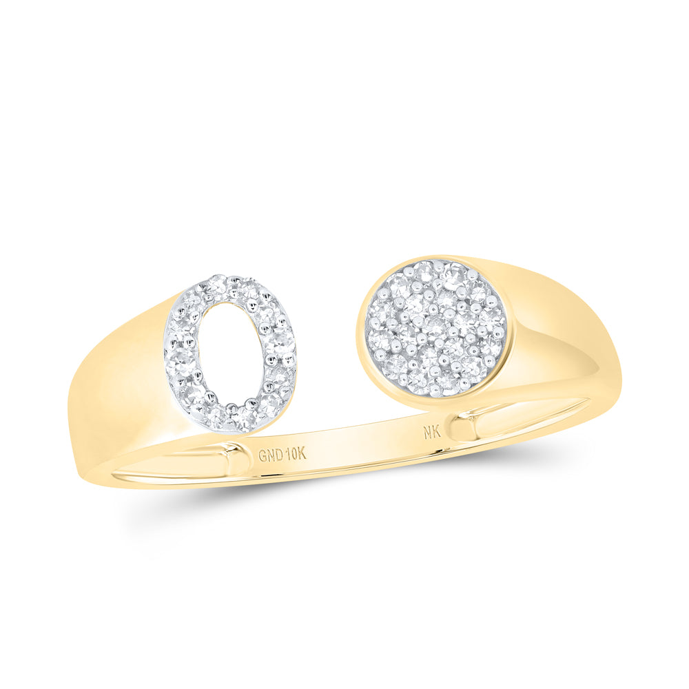 10kt Yellow Or White Gold Natural Diamond Initial Round Ladies Wedding Engagement Anniversary Ring