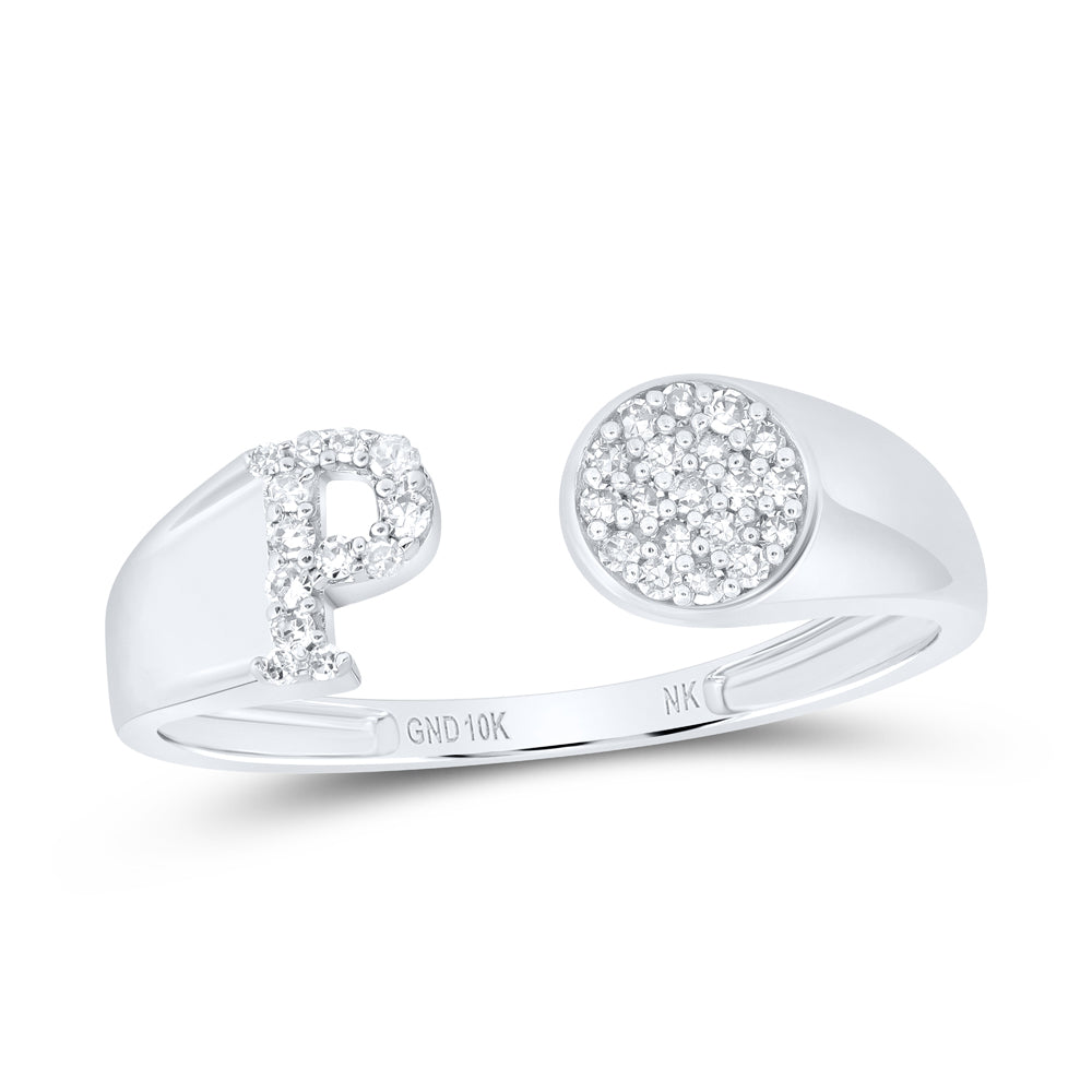 10kt Yellow Or White Gold Natural Diamond Initial Round Ladies Wedding Engagement Anniversary Ring