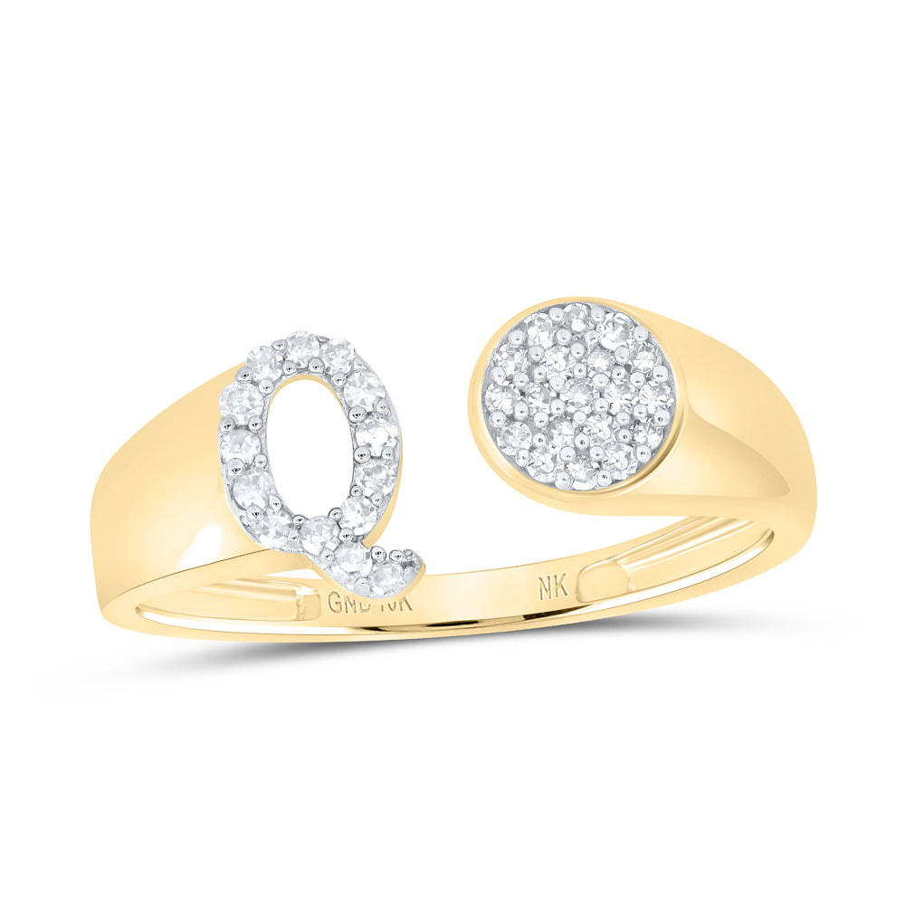 10kt Yellow Or White Gold Natural Diamond Initial Round Ladies Wedding Engagement Anniversary Ring