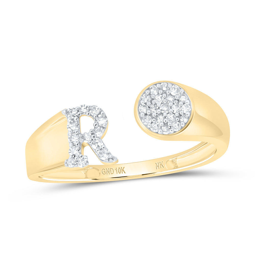 10kt Yellow Or White Gold Natural Diamond Initial Round Ladies Wedding Engagement Anniversary Ring