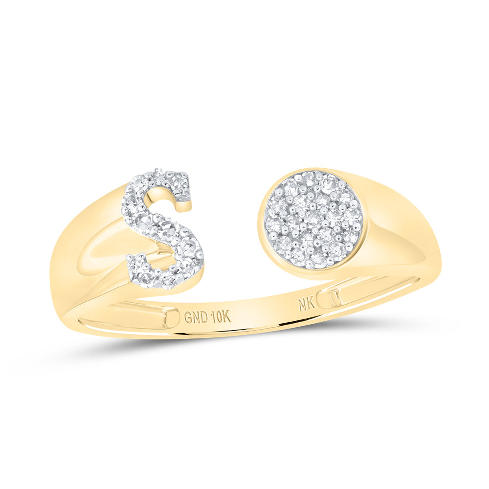 10kt Yellow Or White Gold Natural Diamond Initial Round Ladies Wedding Engagement Anniversary Ring