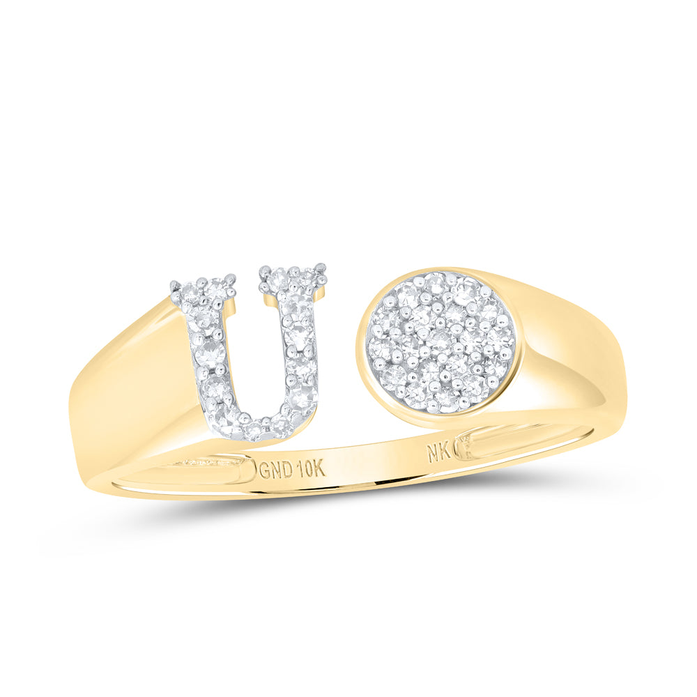 10kt Yellow Or White Gold Natural Diamond Initial Round Ladies Wedding Engagement Anniversary Ring