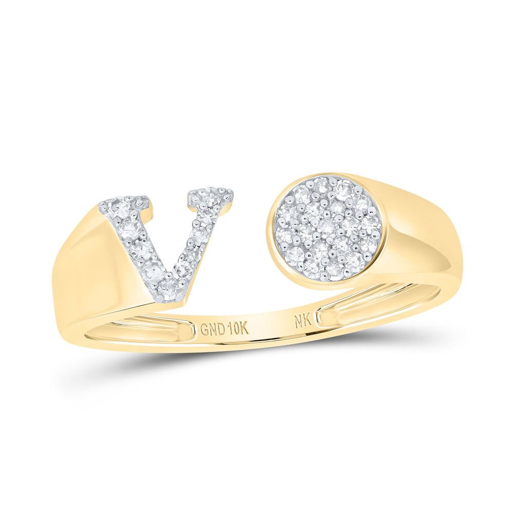 10kt Yellow Or White Gold Natural Diamond Initial Round Ladies Wedding Engagement Anniversary Ring
