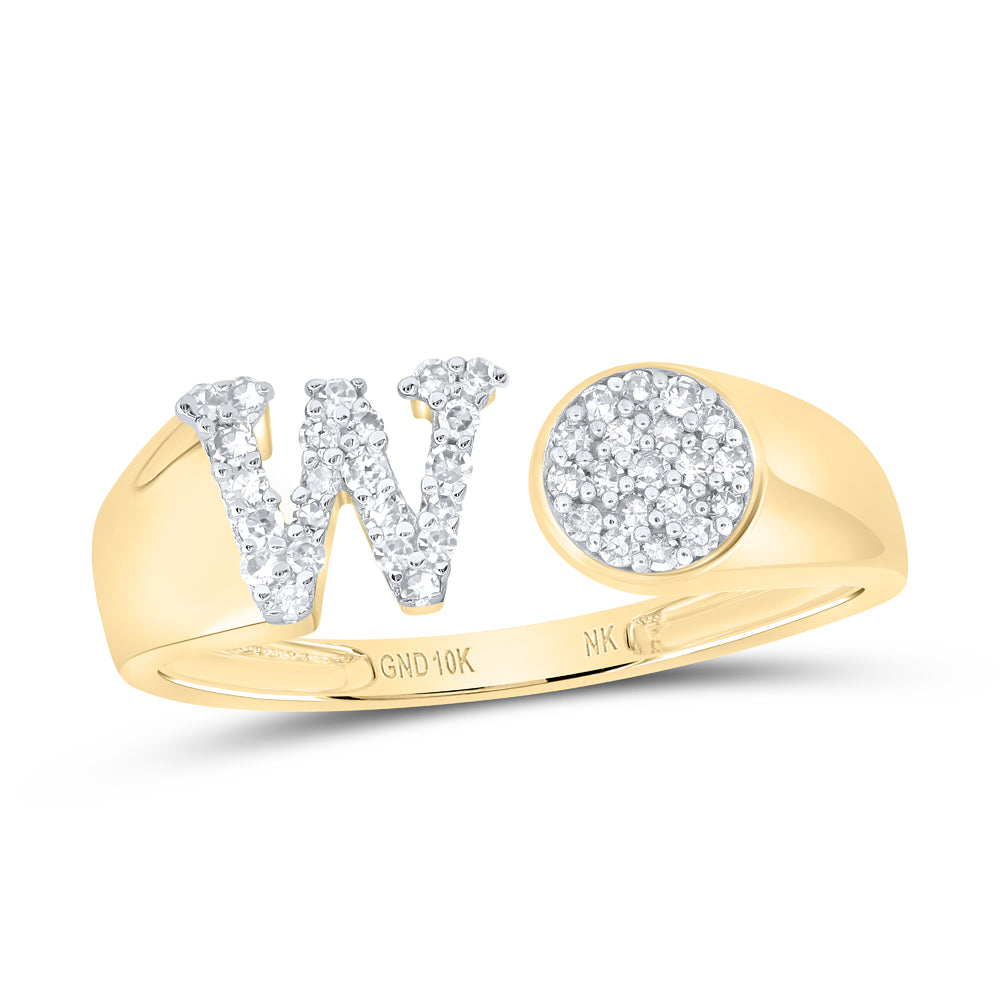 10kt Yellow Or White Gold Natural Diamond Initial Round Ladies Wedding Engagement Anniversary Ring