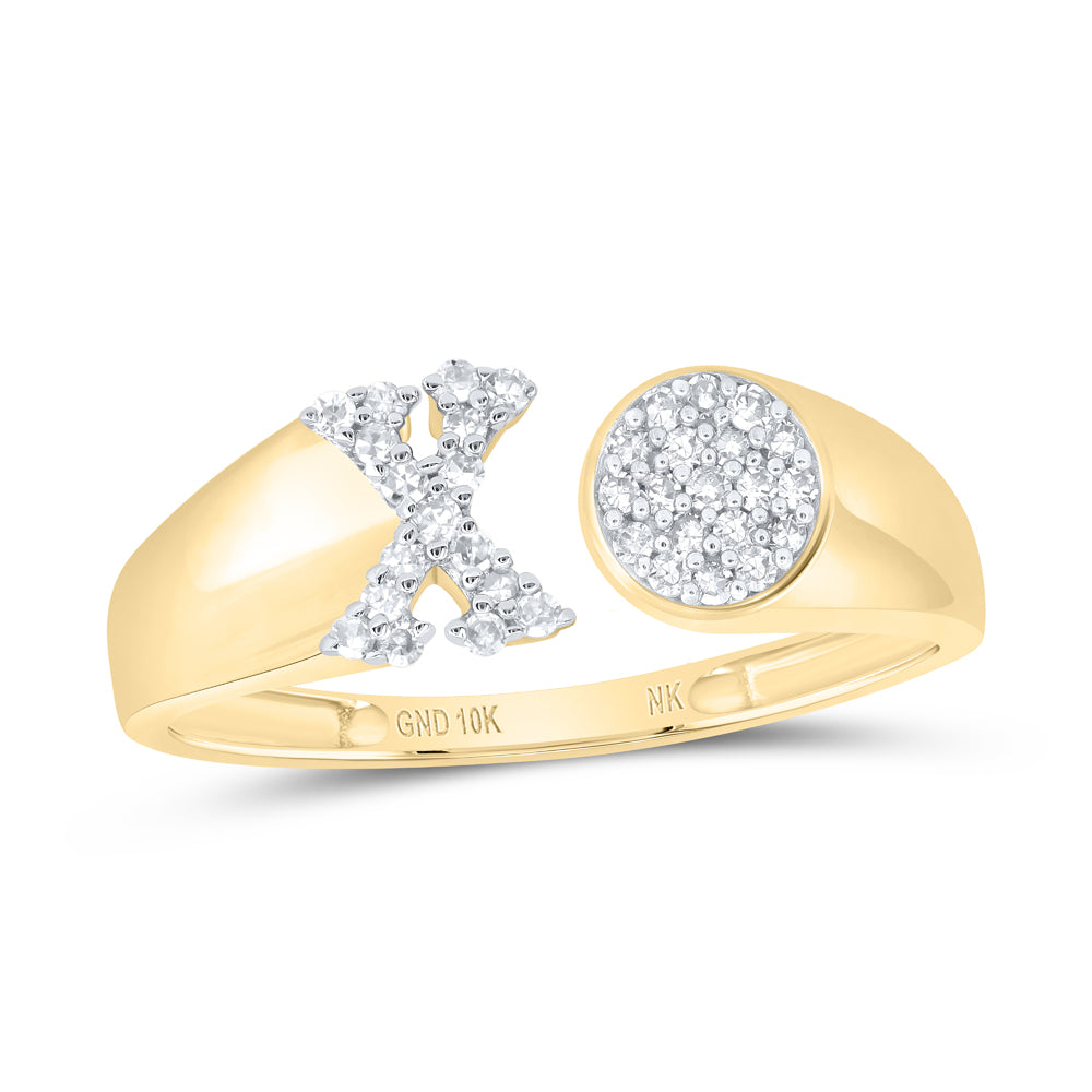 10kt Yellow Or White Gold Natural Diamond Initial Round Ladies Wedding Engagement Anniversary Ring