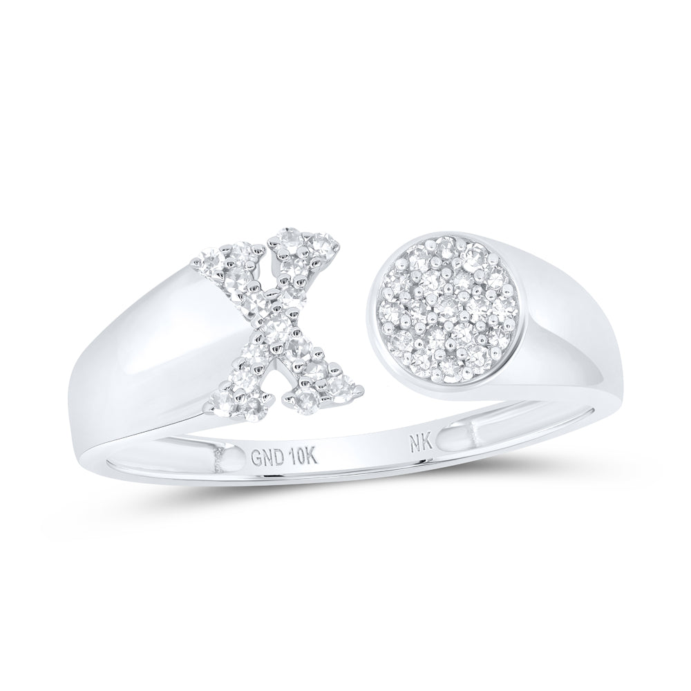 10K White Gold 1/8Ctw Natural Diamond Gift Initial "S" Round Ladies Ring