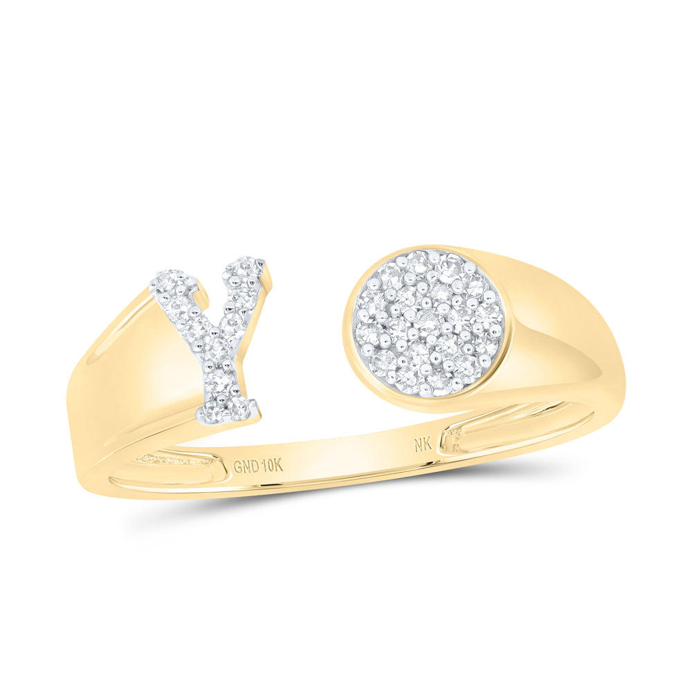 10kt Yellow Or White Gold Natural Diamond Initial Round Ladies Wedding Engagement Anniversary Ring