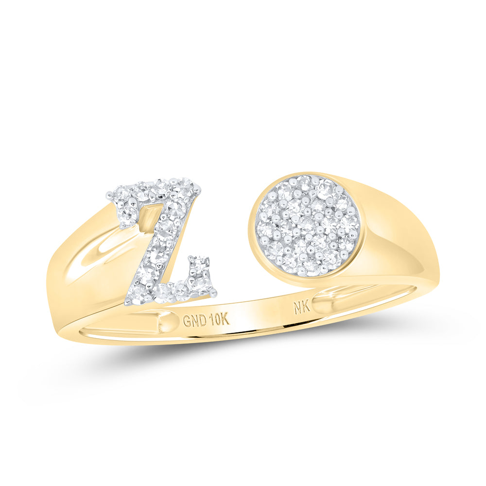 10kt Yellow Or White Gold Natural Diamond Initial Round Ladies Wedding Engagement Anniversary Ring