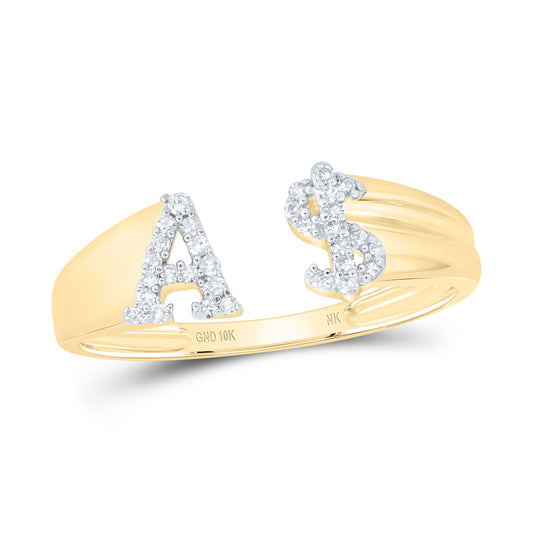 10kt Yellow Or White Gold Natural Diamond Initial Ladies Dollar Wedding Engagement Anniversary Ring