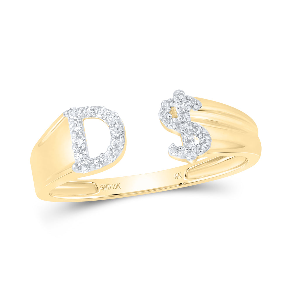10kt Yellow Or White Gold Natural Diamond Initial Ladies Dollar Wedding Engagement Anniversary Ring