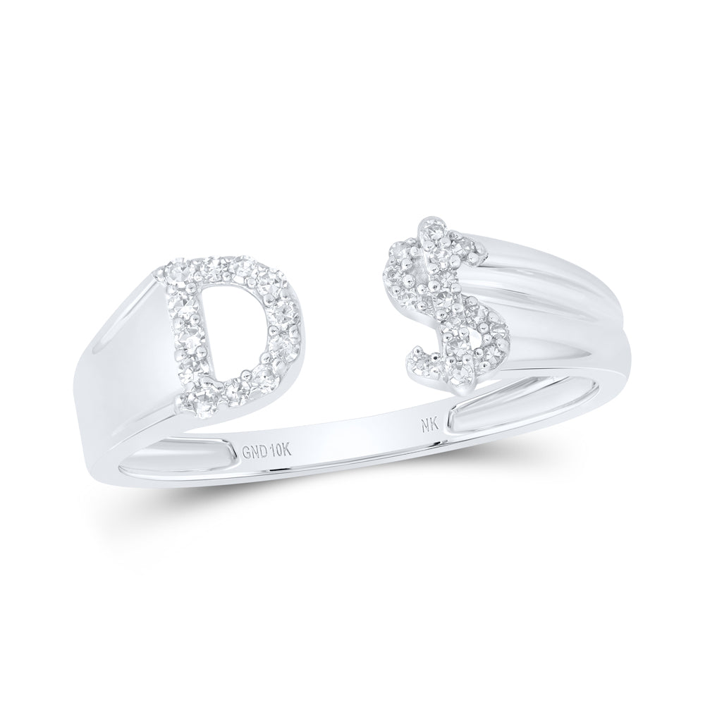 10kt Yellow Or White Gold Natural Diamond Initial Ladies Dollar Wedding Engagement Anniversary Ring