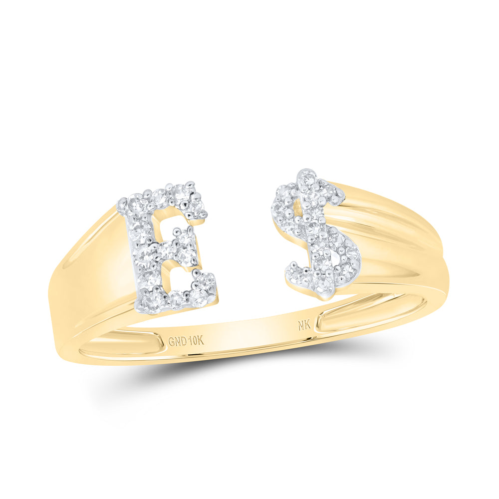 10kt Yellow Or White Gold Natural Diamond Initial Ladies Dollar Wedding Engagement Anniversary Ring