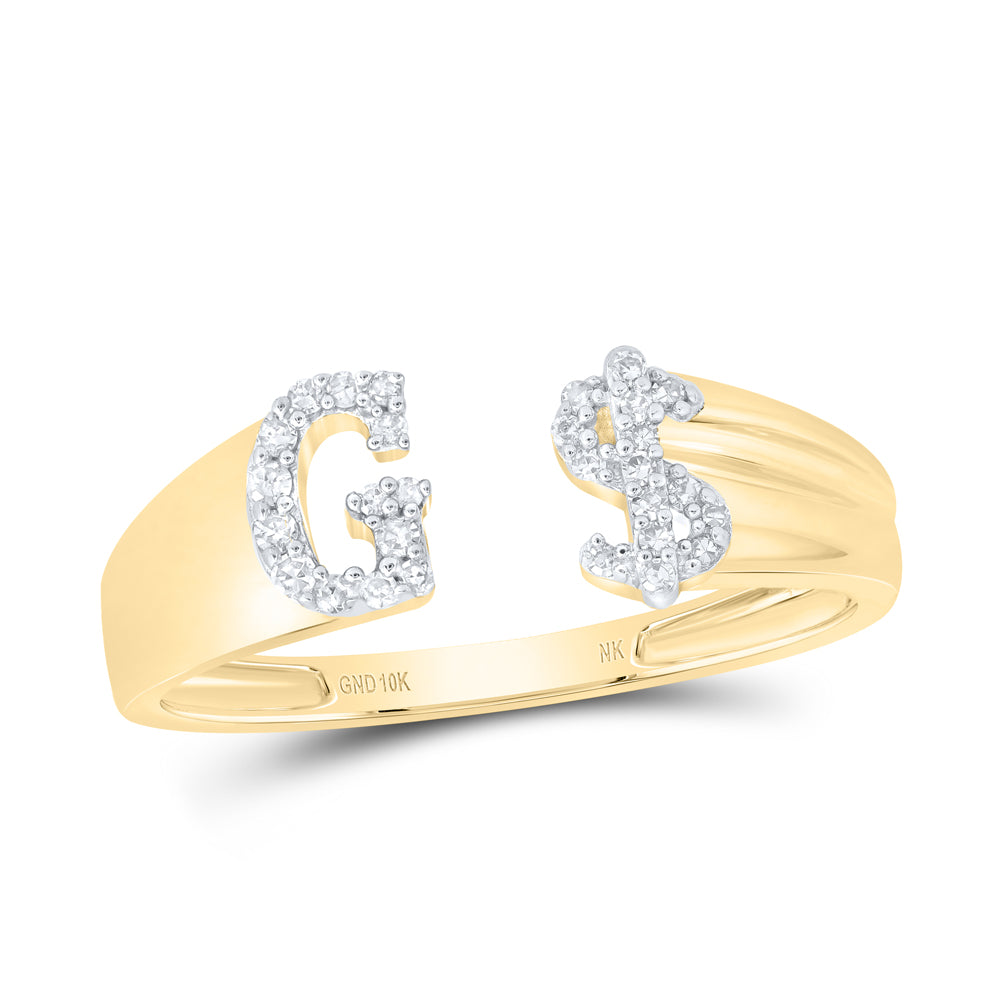 10kt Yellow Or White Gold Natural Diamond Initial Ladies Dollar Wedding Engagement Anniversary Ring