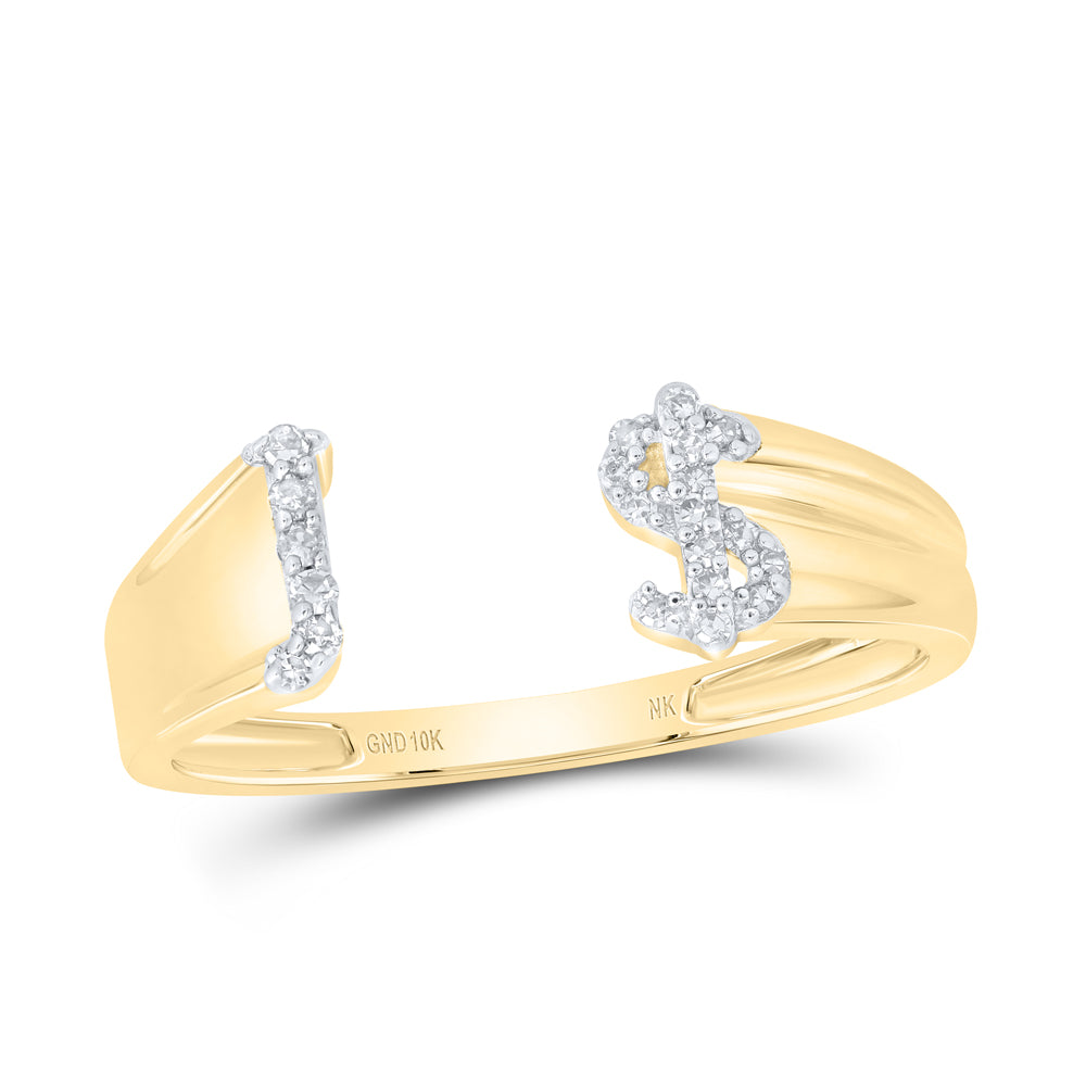 10kt Yellow Or White Gold Natural Diamond Initial Ladies Dollar Wedding Engagement Anniversary Ring
