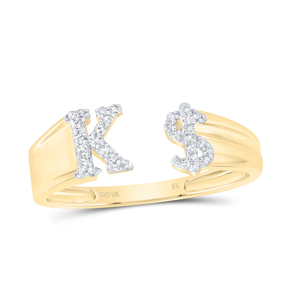 10kt Yellow Or White Gold Natural Diamond Initial Ladies Dollar Wedding Engagement Anniversary Ring