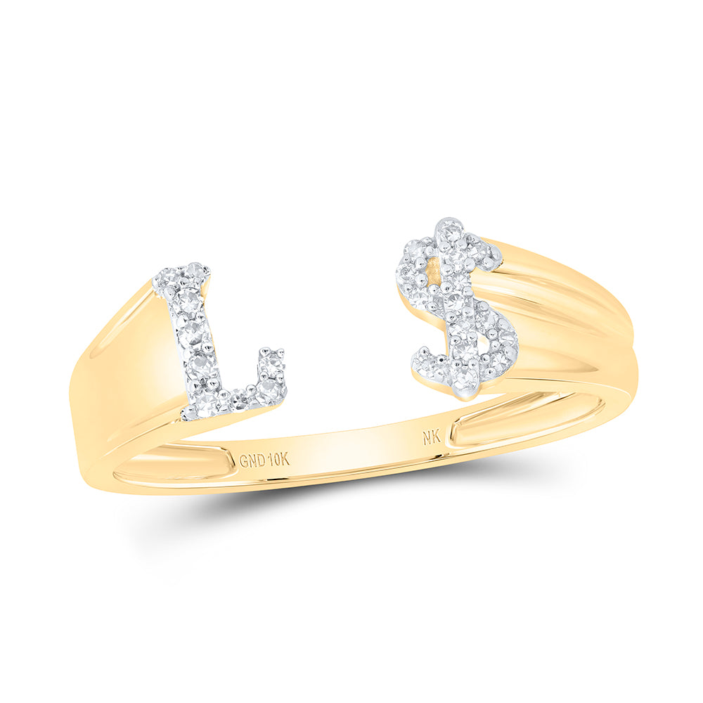 10kt Yellow Or White Gold Natural Diamond Initial Ladies Dollar Wedding Engagement Anniversary Ring