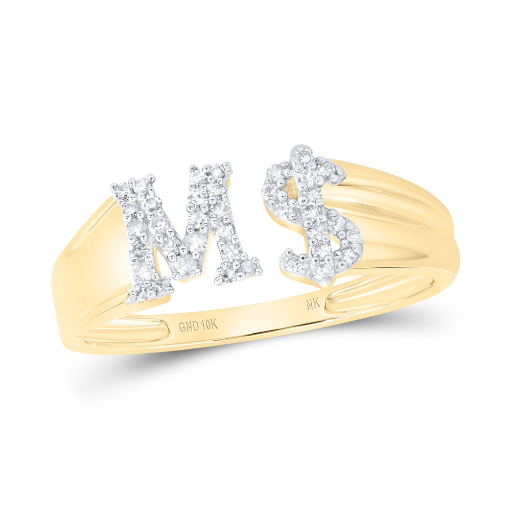 10kt Yellow Or White Gold Natural Diamond Initial Ladies Dollar Wedding Engagement Anniversary Ring