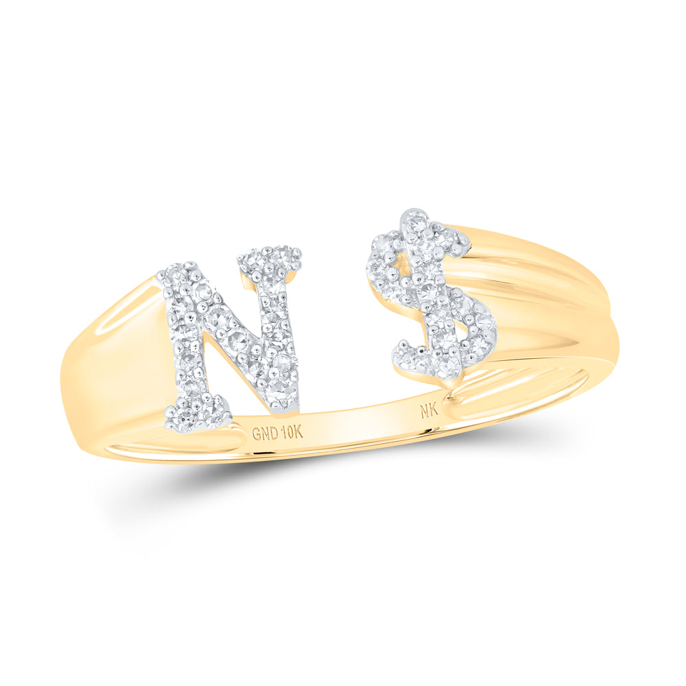 10kt Yellow Or White Gold Natural Diamond Initial Ladies Dollar Wedding Engagement Anniversary Ring