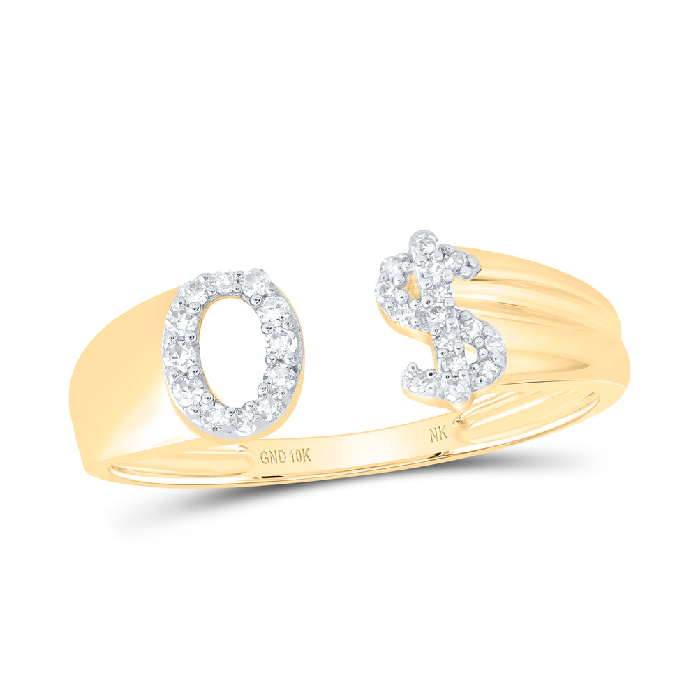 10kt Yellow Or White Gold Natural Diamond Initial Ladies Dollar Wedding Engagement Anniversary Ring