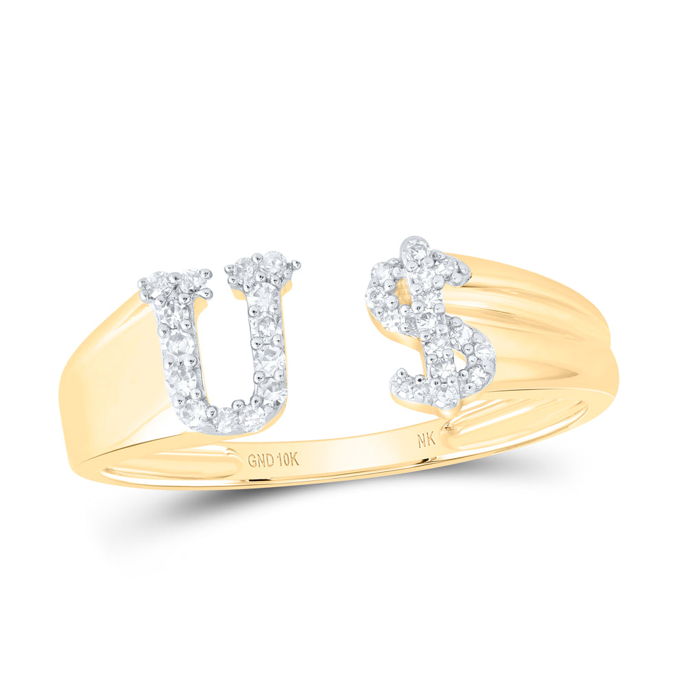 10kt Yellow Or White Gold Natural Diamond Initial Ladies Dollar Wedding Engagement Anniversary Ring